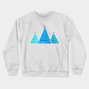 Blue geometric Christmas trees Crewneck Sweatshirt